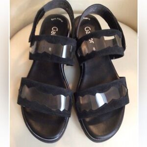 Gabor Black Sandals with Transparent Straps 8.5 us